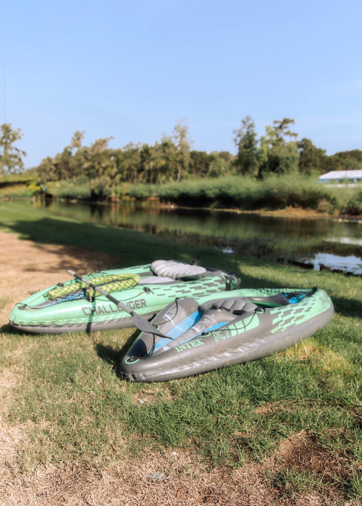 Kayaks ready to launch at Old River RV Park on the Amite River